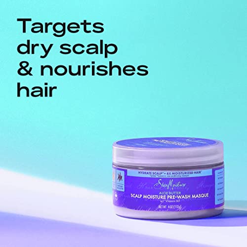 SheaMoisture Scalp Moisture Hair Masque Aloe Butter & Vitamin B3 Pre-Wash Hair Care with A boost Of Hydration To Hydrate Scalp + Moisturized Hair 4oz