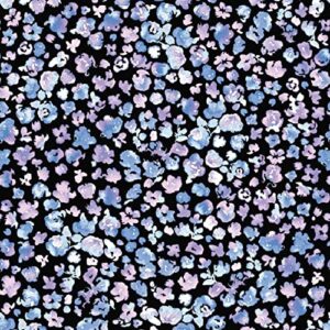 texco inc flowers design brushed poly spandex small ditsy floral printed dty fabric/4 way stretch, navy rose pink 3 yards