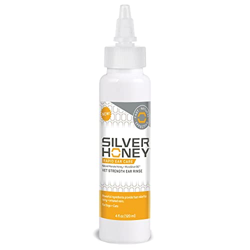 Absorbine Silver Honey Rapid Ear Care Vet Strength Ear Rinse, 4oz, Manuka Honey & MicroSilver BG, Safe for Dogs, Cats & All Animals