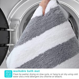 WEIDUOYI Microfiber Bathroom Rugs, Non-Slip Shaggy Soft Bath Rug, Thick Plush Bathroom Mat, Ultra Absorbent and Machine Washable Dry Bath Mats for Bathroom, (16" x 24", Grey1)