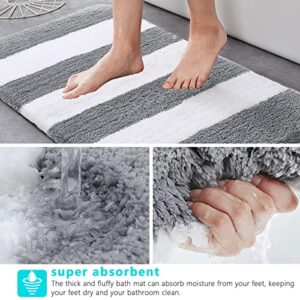 WEIDUOYI Microfiber Bathroom Rugs, Non-Slip Shaggy Soft Bath Rug, Thick Plush Bathroom Mat, Ultra Absorbent and Machine Washable Dry Bath Mats for Bathroom, (16" x 24", Grey1)