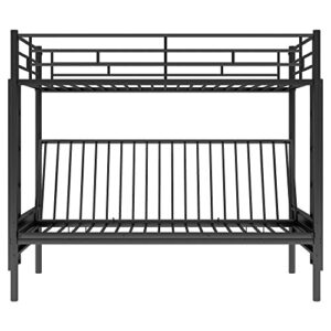 Twin-Over-Futon Convertible Couch and Bed, Metal Futon Bunk Bed with Guardrails and Ladder, Sturdy Steel Foldable Sofa-Bed for Kids Adults Teens (Twin Over Full Metal Bunk Bed, Twin)