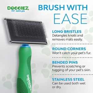 Doggiez Pet Supplies - Large Slicker Brush for Dogs & Cats - Grooming Dog Brush for Shedding Hair, Fur - Comb for Grooming Long Haired & Short Haired Dogs - Cat Brush - Goldendoodles Deshedding Tool