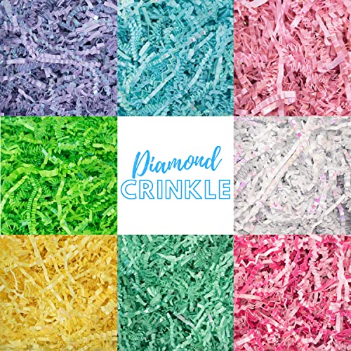MagicWater Supply - 1 LB - Diamond Light Pink - Crinkle Cut Paper Shred Filler great for Gift Wrapping, Basket Filling, Birthdays, Weddings, Anniversaries, Valentines Day, and other occasions