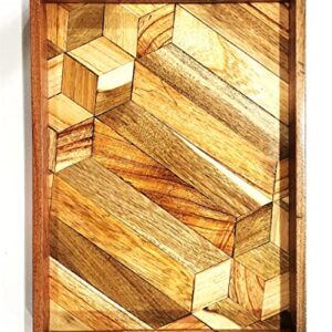 WOODECOR Geometric Decorative Tray Rectangular Shape wstr003