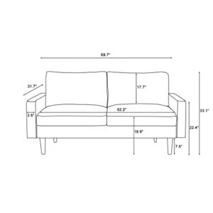 Meeyar Couches for Living Room,70''Width Comfy Sofa 3 Seater Sofa for Living Room 3 Seater Comfy Couch Room Couch for Bedroom Sofa for Office,Black