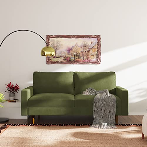 SILKIR 3-Person Couch for Living Room | Perfect for: Apartment/Studio/Office & Small Space | Velvet Fabric | Fast and Easy Assembly | (Olive Green) Modern Contemporary Mid-Century, 70 Inch Sofa