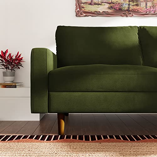 SILKIR 3-Person Couch for Living Room | Perfect for: Apartment/Studio/Office & Small Space | Velvet Fabric | Fast and Easy Assembly | (Olive Green) Modern Contemporary Mid-Century, 70 Inch Sofa