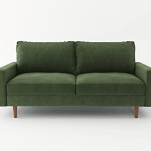 SILKIR 3-Person Couch for Living Room | Perfect for: Apartment/Studio/Office & Small Space | Velvet Fabric | Fast and Easy Assembly | (Olive Green) Modern Contemporary Mid-Century, 70 Inch Sofa