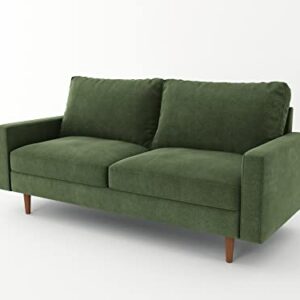 SILKIR 3-Person Couch for Living Room | Perfect for: Apartment/Studio/Office & Small Space | Velvet Fabric | Fast and Easy Assembly | (Olive Green) Modern Contemporary Mid-Century, 70 Inch Sofa