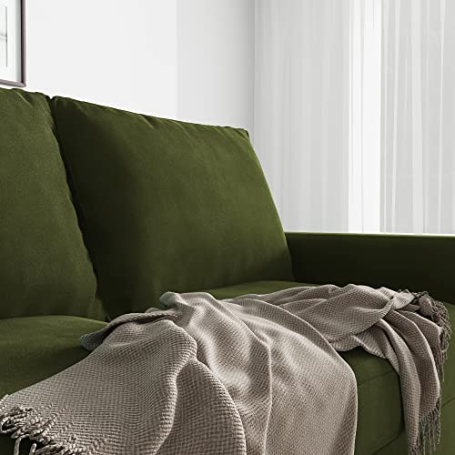 SILKIR 3-Person Couch for Living Room | Perfect for: Apartment/Studio/Office & Small Space | Velvet Fabric | Fast and Easy Assembly | (Olive Green) Modern Contemporary Mid-Century, 70 Inch Sofa