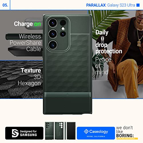 Caseology Parallax Designed for Samsung Galaxy S23 Ultra Case 5G [Military Grade Drop Tested] Enhanced Ergonomic Design Case (2023) - Midnight Green