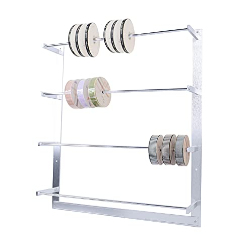 Wire Spool Rack Ribbon Rack, Thread Holder Ribbons Roll Storage Rack Sewing Tool 4 Rods, Wall Mounted Large Thread Holder Space Saving, Used to Key Holder, Sundries, Rings, Necklaces, Jewelry