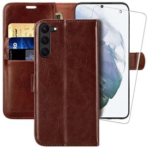 monasay wallet case for galaxy s23+plus 5g,[rfid blocking] flip folio leather cell phone cover with credit card holder for samsung galaxy s23+plus 5g 6.6 inch, brown
