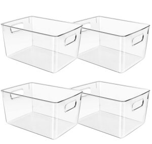 clear plastic storage bins, perfect for kitchen or pantry organization and storage, fridge organizer bins, pantry organization and storage bins, cabinet organizers