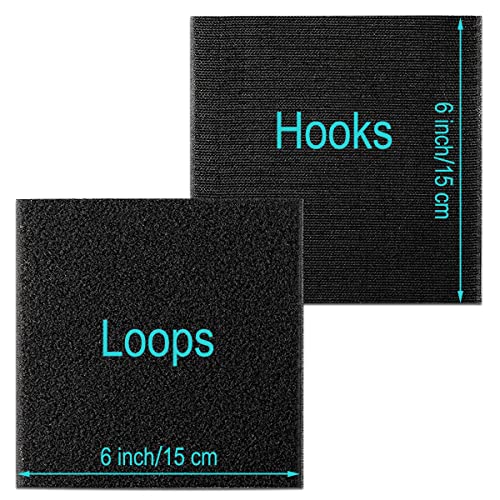 Couch Cushion Grip Pads, 12 PCS Hook and Loop Pad with Adhesive to Keep Couch Cushions from Sliding, for Couch,Sofa and Mattress (Black, 6"x 6")