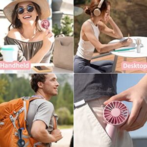 Handheld Fan Mini Portable Fan, 8-25 Hours Personal Hand Held Fan, USB Rechargeable Small Portable Fan, 3 Speeds Battery Operated Pocket Mini Fan, Powerful Makeup Eyelash Fan for Travel Indoor Outdoor