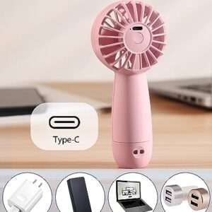 Handheld Fan Mini Portable Fan, 8-25 Hours Personal Hand Held Fan, USB Rechargeable Small Portable Fan, 3 Speeds Battery Operated Pocket Mini Fan, Powerful Makeup Eyelash Fan for Travel Indoor Outdoor