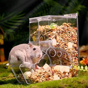 GLOGLOW Hamster Food Dispenser, Hamster Feeder Transparent Toxic Free Prevent Knock Over Automatic for Sugar Glider