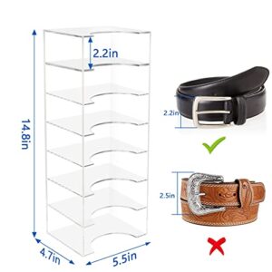 JUBAOLEA Belt Organizer, Acrylic 7 Layers Belt Container Storage Holder Storage Organizer, Clear Belt Display Case for Belt, Watches, Tie and Bow Tie, Jewelry, Bracelets Closet Accessories