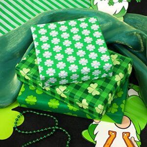 SANNIX 100 Sheets St. Patrick's Day Tissue Paper Irish Shamrock Clover Green Bulk Gift Wrapping Paper for St. Patrick's DIY Crafts Spring Holiday Decoration Gift Packing Favors, 19.7 ×13.8 Inch