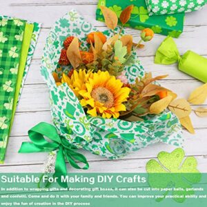 SANNIX 100 Sheets St. Patrick's Day Tissue Paper Irish Shamrock Clover Green Bulk Gift Wrapping Paper for St. Patrick's DIY Crafts Spring Holiday Decoration Gift Packing Favors, 19.7 ×13.8 Inch