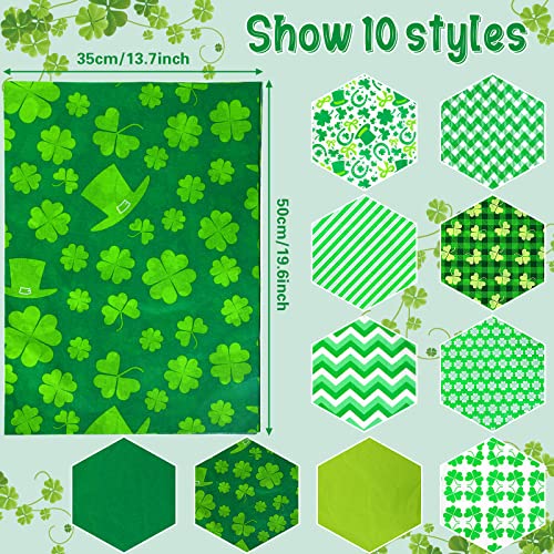 SANNIX 100 Sheets St. Patrick's Day Tissue Paper Irish Shamrock Clover Green Bulk Gift Wrapping Paper for St. Patrick's DIY Crafts Spring Holiday Decoration Gift Packing Favors, 19.7 ×13.8 Inch