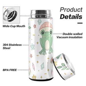 senya Water Bottle Frog and Mushrooms Vacuum Insulated Stainless Steel, Double Walled, 17 Oz,Keep Cold or Hot Water Bottle(229vb0a)