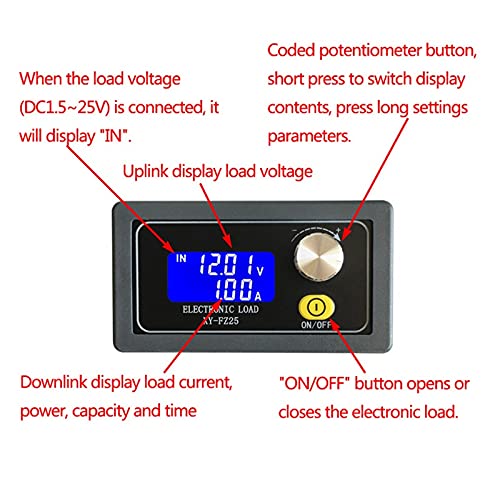 KXDFDC 4A 25W 5A 35W Digital Battery Capacity Tester Voltmeter Adjustable Constant Current Electronic Load Charger USB Ameter Meter