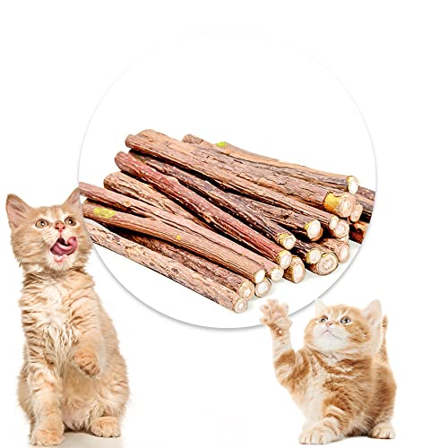 Luystoka [ 30pcs] Silvervine Sticks, Cat Chew Stick, Catnip Toys, Matatabi Sticks for Indoor Cats,Kitty, Wooden Dental Sticks, Kitten Teething Interactive Wand Toys for Cats