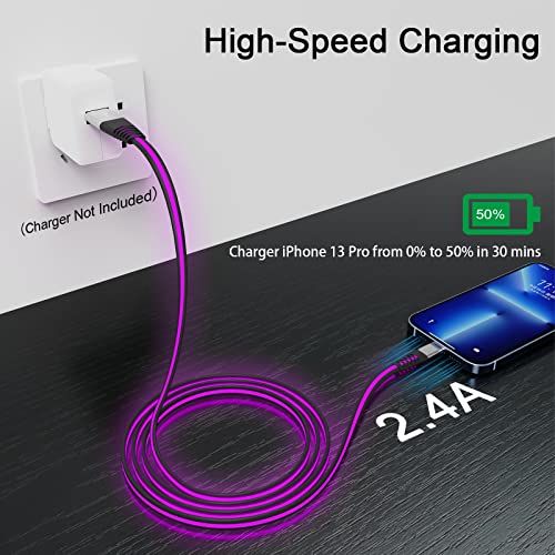 Haydyson Long Lightning Cable 6FT, [MFi Certified] iPhone Charger LED Breathing Light Up Fast Charging Cord Compatible with iPhone 14 13 12 Pro Max 11 Pro XR XS Max X 8 7 6 5S iPad,Airpods