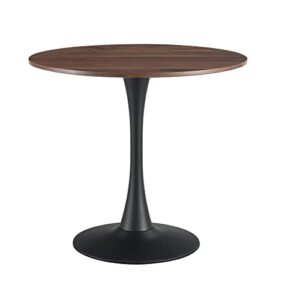 31.5" modern round dining table with pedestal base in tulip design, mid-century leisure table for living room kitchen & dining room(brown)