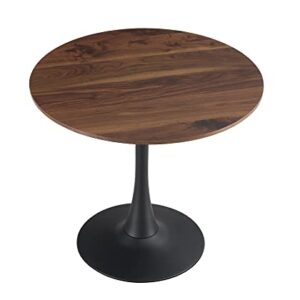 31.5" Modern Round Dining Table with Pedestal Base in Tulip Design, Mid-Century Leisure Table for Living Room Kitchen & Dining Room(Brown)