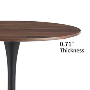 31.5" Modern Round Dining Table with Pedestal Base in Tulip Design, Mid-Century Leisure Table for Living Room Kitchen & Dining Room(Brown)