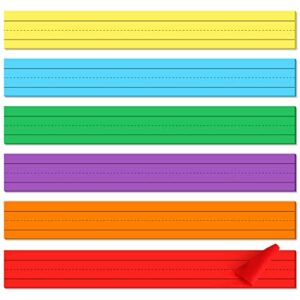200 count colored sentence strips 3 x 24 inches rainbow ruled word strips adhesive writing lined strips neon word strips for teachers students classroom office supplies (neon colors)