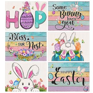 pinata easter placemats, easter decorations - placemats set of 6 kitchen decor, bunny place mats for dinner party decoration, rectangle peeps truck hip hop table mats12x18inch spring decor