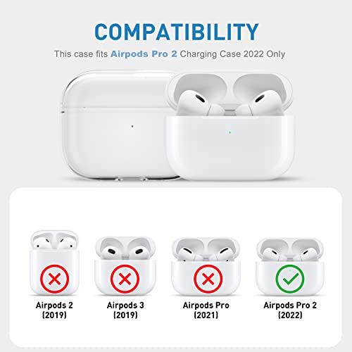 Valkit Compatible Airpods Pro 2nd Generation Case Clear + Valkit Compatible Airpods Pro 2nd Generation Case Cover with Lock for Men Women Bundle