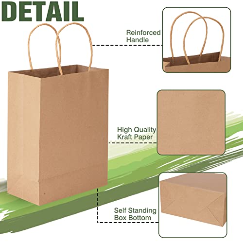 Moretoes 110pcs Paper Gift Bags Brown Paper Bags with Handles, 8x4x10 Inch Medium Sizes Gift Bags Bulk, Paper Bags for Small Business, Shopping Bags, Retail Bags, Party Bags, Favor Bags