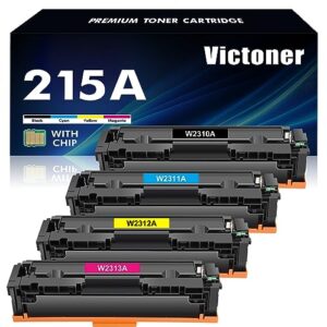 215a toner cartridges 4 pack (with chip) compatible replacement for hp 215a w2310a w2311a w2312a w2313a work for hp color pro m182nw m183fw m182 m183 m155 series printer (black cyan yellow magenta)