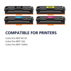 215A Toner Cartridges 4 Pack (with Chip) Compatible Replacement for HP 215A W2310A W2311A W2312A W2313A Work for HP Color Pro M182nw M183fw M182 M183 M155 Series Printer (Black Cyan Yellow Magenta)