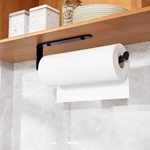 Paper Towel Holder - Self-Adhesive or Drilling, Wall-Mounted Paper Towel Rack Matte Black, Kitchen Towel Rack Under Cabinet, Suitable for Pantry, Kitchen, Bathroom