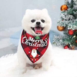 Christmas Kerchief for Dogs Bandana Bib Costume Pet Winter Warm Clothes for Small Dogs Cats Santa Cap Xmas Gift for Dogs (Small, Red)