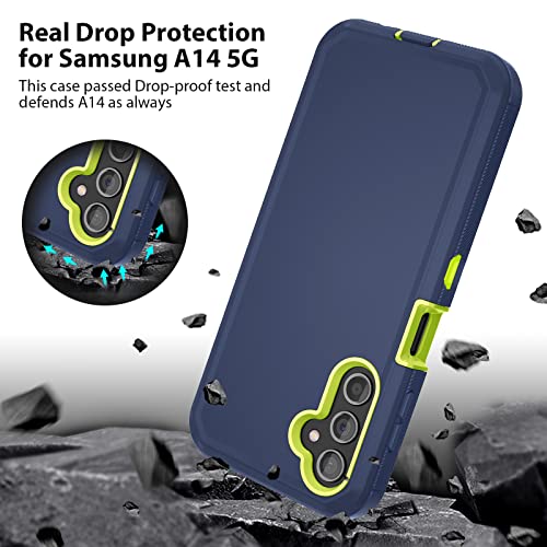 Jiunai Compatible with Galaxy A14 5G Case, Shockproof Heavy Duty Dual Layer Outdoor Drop Protection Dustproof Armor Cover Hybrid Rugged Sports Matte Phone Case for Samsung Galaxy A14 5G 2023 Blue