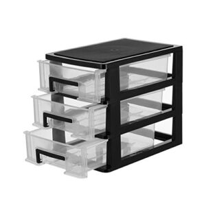 doitool three- layer storage drawers - portable plastic drawers organizer - transparent kitchen pantry storage cabinet multifunction plastic drawers for home office bedroom（black
