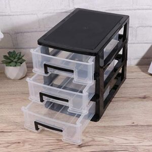 DOITOOL Three- Layer Storage Drawers - Portable Plastic Drawers Organizer - Transparent Kitchen Pantry Storage Cabinet Multifunction Plastic Drawers for Home Office Bedroom（Black