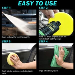 Plastic Restorer for Cars, Ceramic Trim Coat Kit Quick Plastic Trim Restorer, Automotive Interior Plastic Part Ceramic Coating with Sponge and Nozzle, Resists Water, UV Rays, Dirt, Not Dressing, 200ml