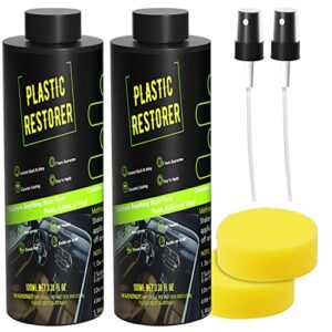 plastic restorer for cars, ceramic trim coat kit quick plastic trim restorer, automotive interior plastic part ceramic coating with sponge and nozzle, resists water, uv rays, dirt, not dressing, 200ml