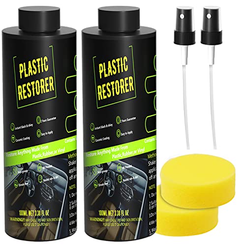 Plastic Restorer for Cars, Ceramic Trim Coat Kit Quick Plastic Trim Restorer, Automotive Interior Plastic Part Ceramic Coating with Sponge and Nozzle, Resists Water, UV Rays, Dirt, Not Dressing, 200ml