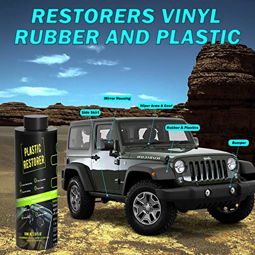 Plastic Restorer for Cars, Ceramic Trim Coat Kit Quick Plastic Trim Restorer, Automotive Interior Plastic Part Ceramic Coating with Sponge and Nozzle, Resists Water, UV Rays, Dirt, Not Dressing, 200ml