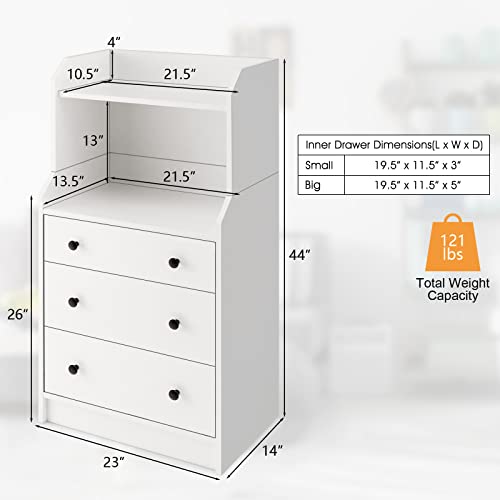 Giantex 3 Drawers Dresser for Bedroom - Modern Storage Dresser Chest of Drawers with 2 Shelves, 3 Pull-Out Drawers, Anti-toppling Device, Storage Organizer for Bedroom, Living Room, Entryway, White